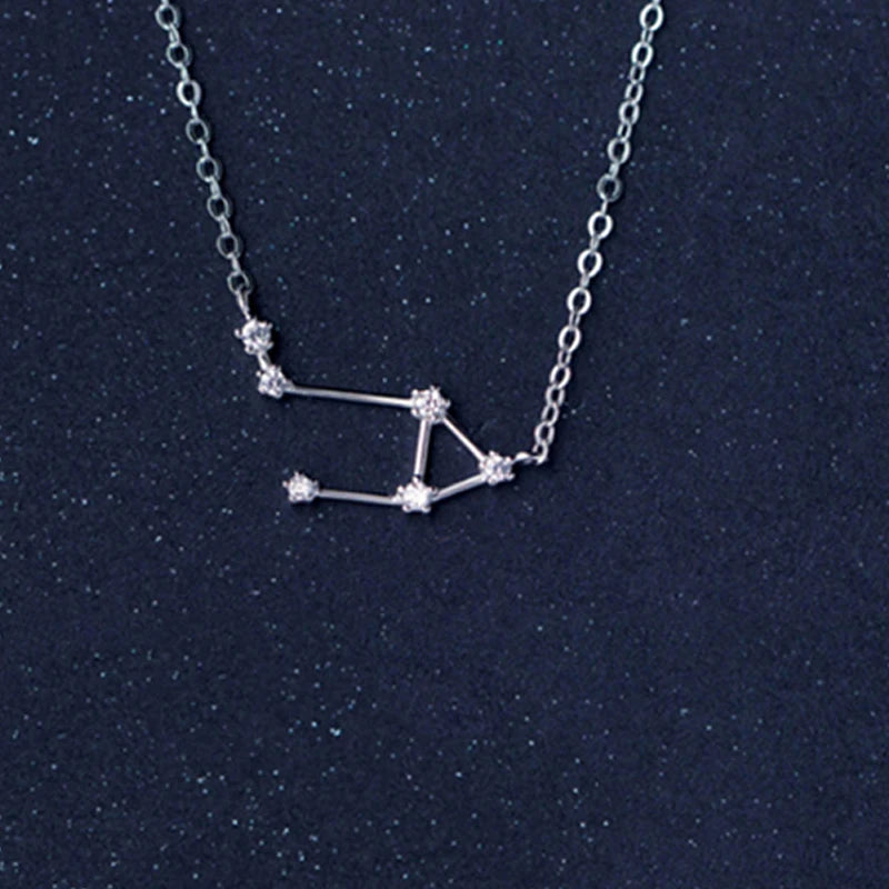 925 Sterling Silver Zircon Necklace - Zodiac Collection