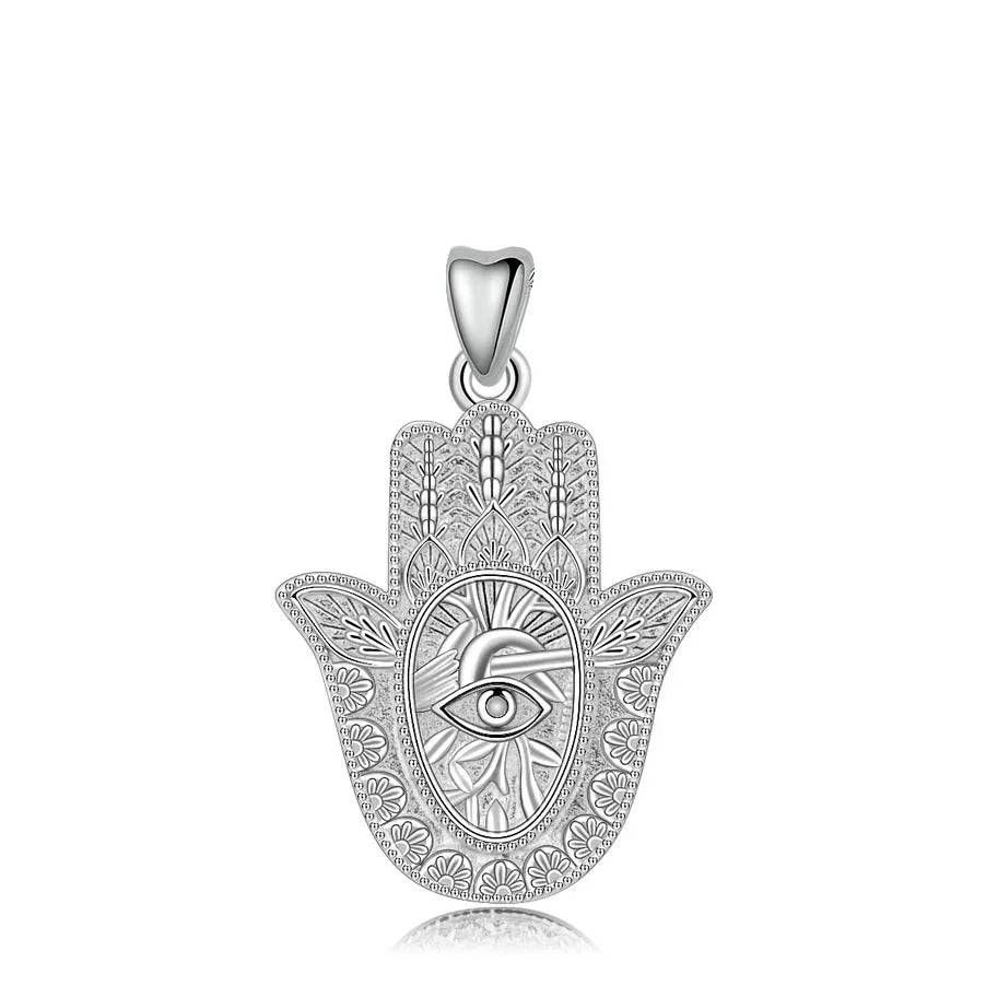 925 Sterling Silver Evil Eye Hamsa Hand Necklace