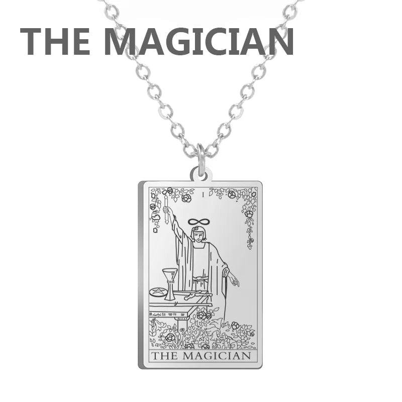 Stainless Steel Tarot Necklaces - Classic Collection - Rhodium, 14k Rose Gold or 18k Yellow Gold Plated