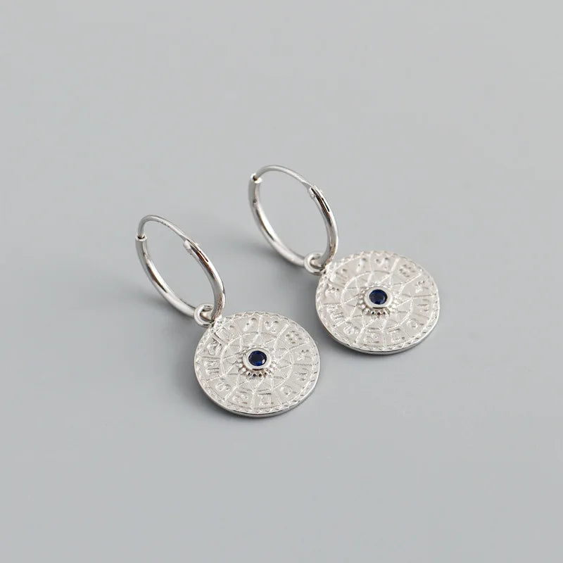 925 Sterling Silver Constellation Disk Drop Earrings - Platinum or Gold Plated