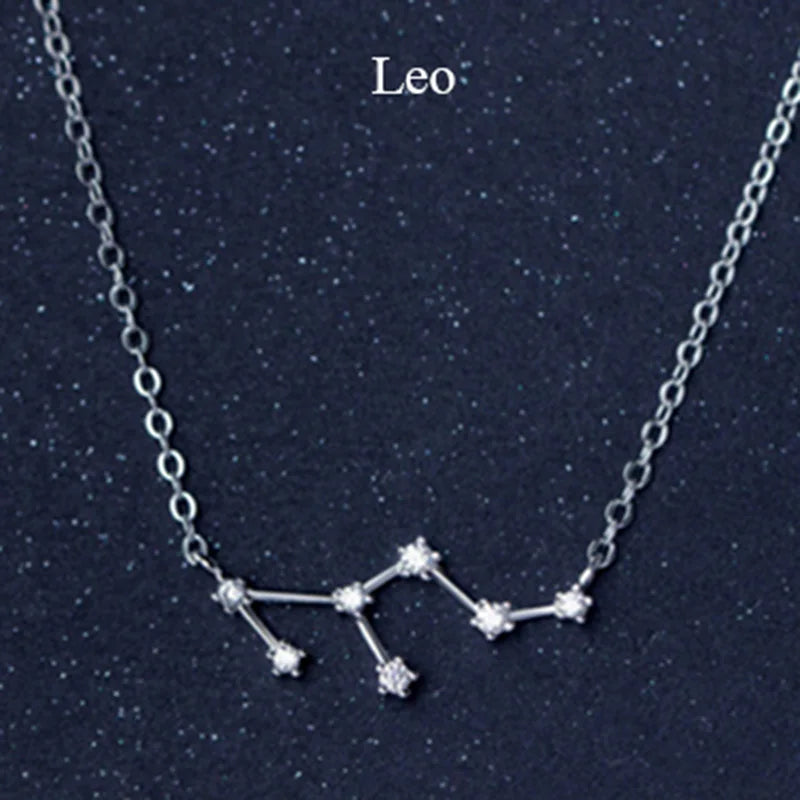 925 Sterling Silver Zircon Necklace - Zodiac Collection