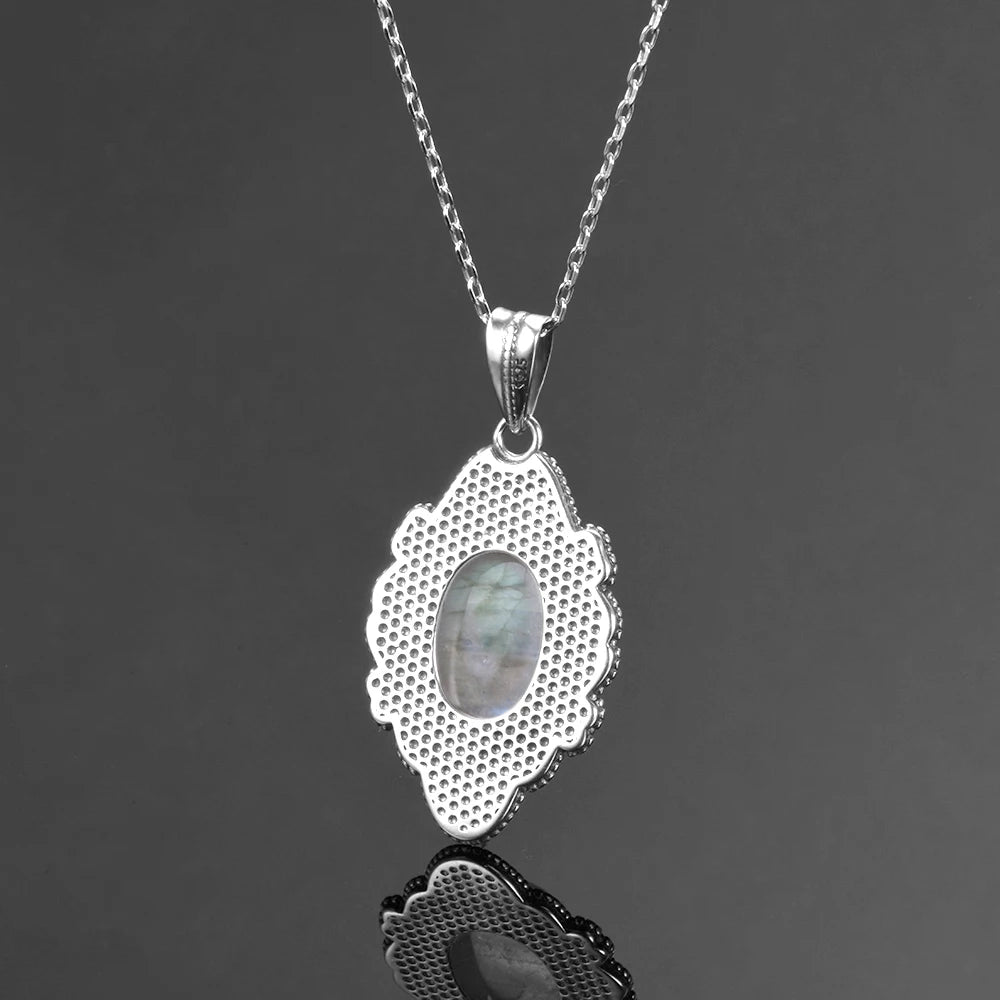 925 Sterling Silver Framed Crystal Necklace - Shield Collection