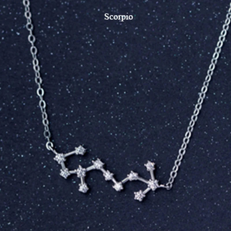 925 Sterling Silver Zircon Necklace - Zodiac Collection