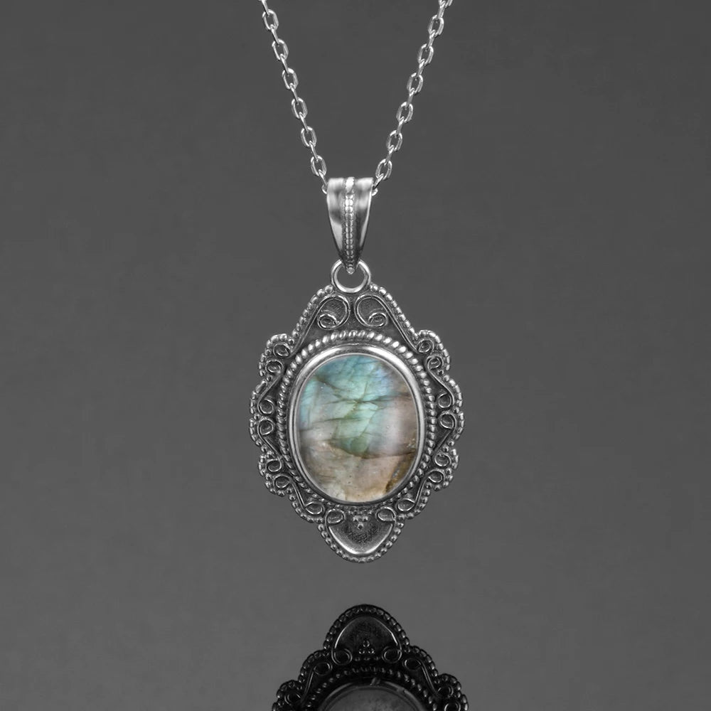 925 Sterling Silver Framed Crystal Necklace - Shield Collection