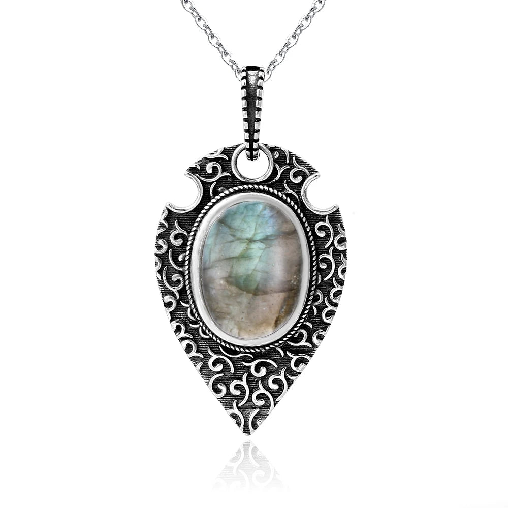 925 Sterling Silver Framed Crystal Necklace - Shield Collection