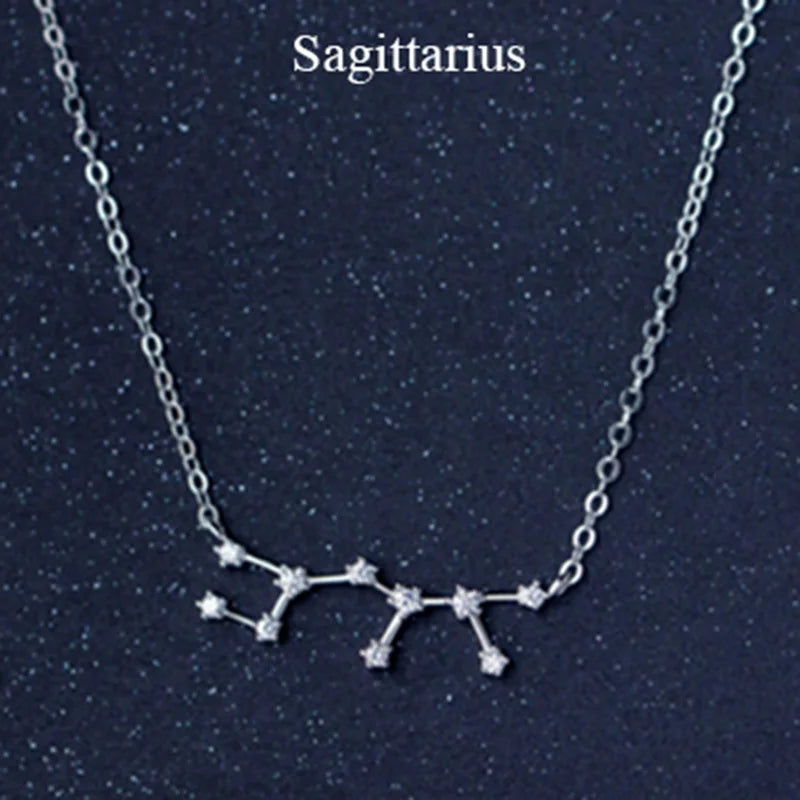 925 Sterling Silver Zircon Necklace - Zodiac Collection