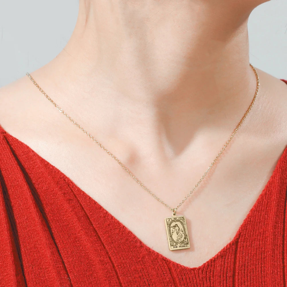 Stainless Steel Tarot Necklaces - Classic Collection - Rhodium, 14k Rose Gold or 18k Yellow Gold Plated