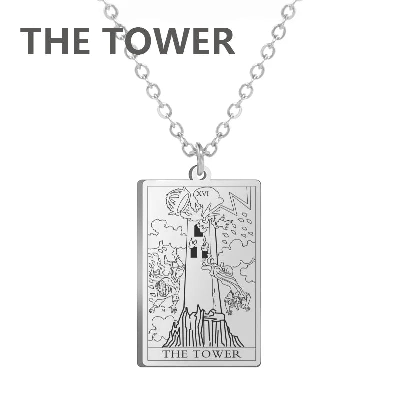 Stainless Steel Tarot Necklaces - Classic Collection - Rhodium, 14k Rose Gold or 18k Yellow Gold Plated