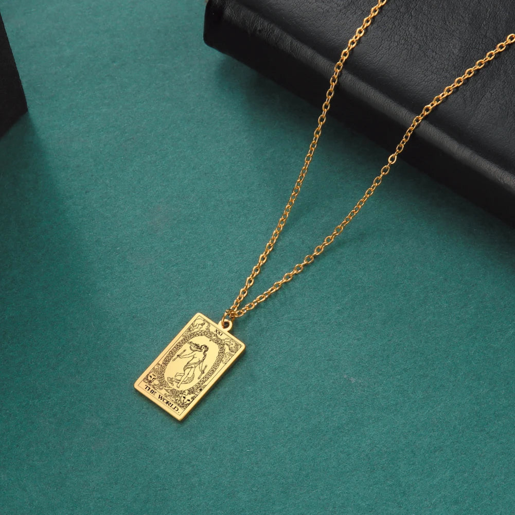 Stainless Steel Tarot Necklaces - Classic Collection - Rhodium, 14k Rose Gold or 18k Yellow Gold Plated