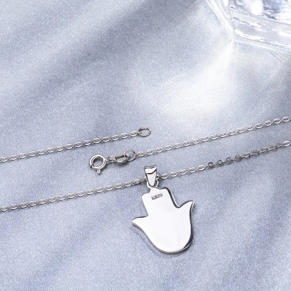 925 Sterling Silver Evil Eye Hamsa Hand Necklace
