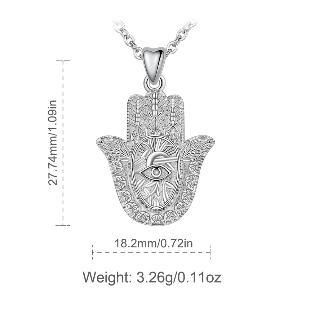 925 Sterling Silver Evil Eye Hamsa Hand Necklace