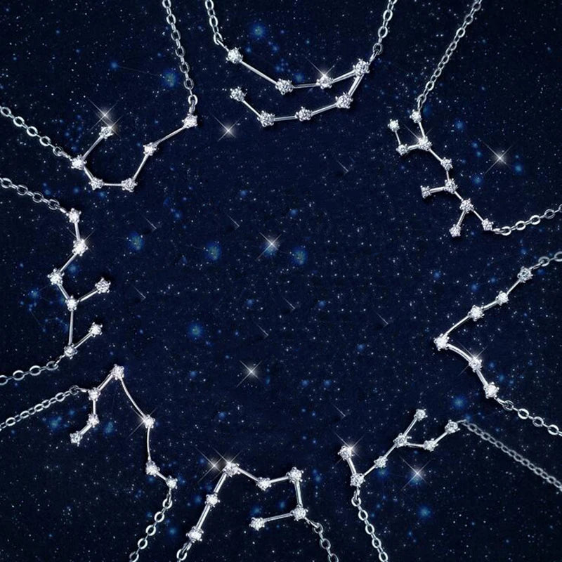 925 Sterling Silver Zircon Necklace - Zodiac Collection