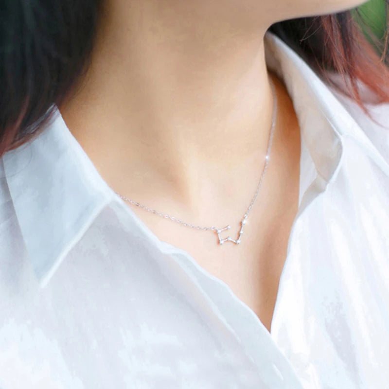 925 Sterling Silver Zircon Necklace - Zodiac Collection