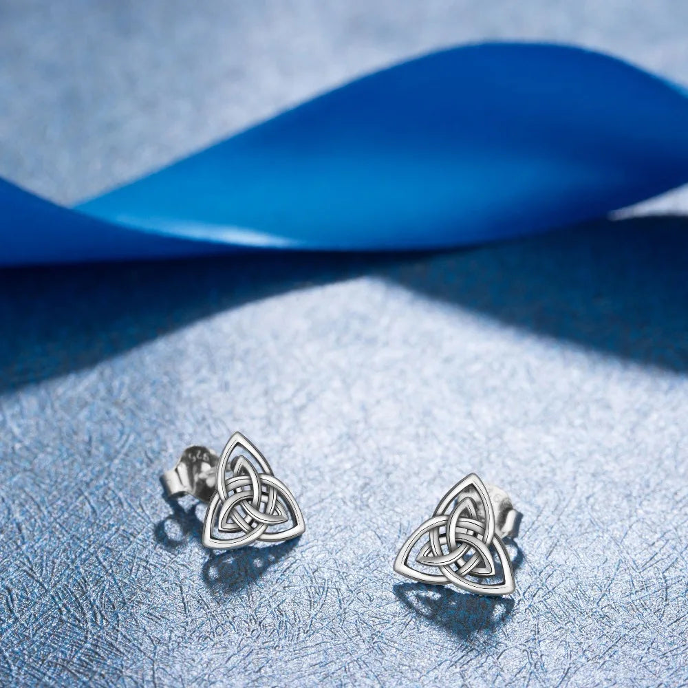 925 Sterling Silver Triquetra Stud Earrings