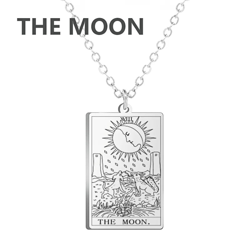 Stainless Steel Tarot Necklaces - Classic Collection - Rhodium, 14k Rose Gold or 18k Yellow Gold Plated