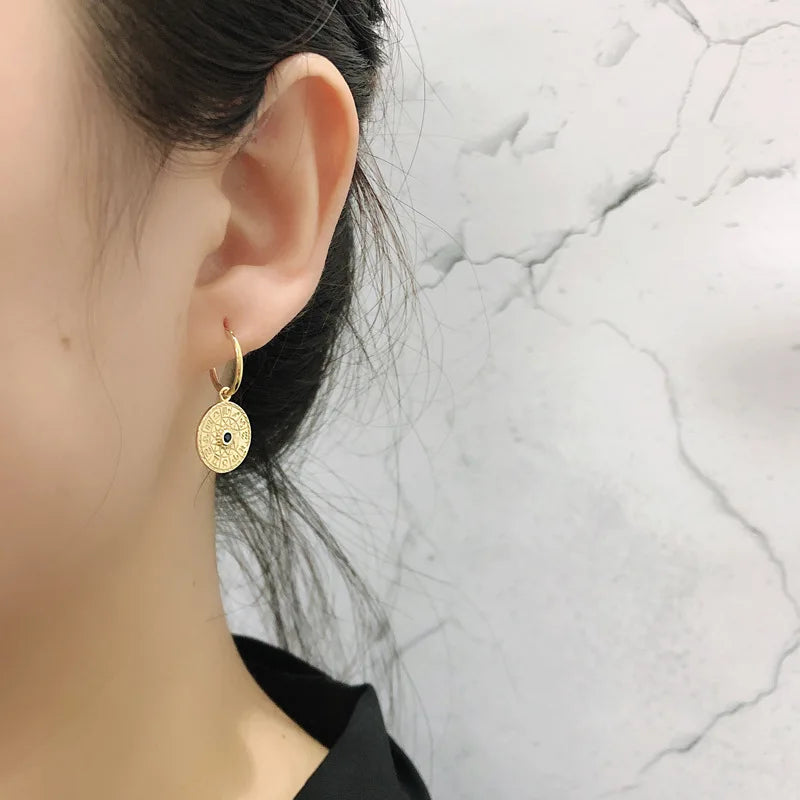 925 Sterling Silver Constellation Disk Drop Earrings - Platinum or Gold Plated