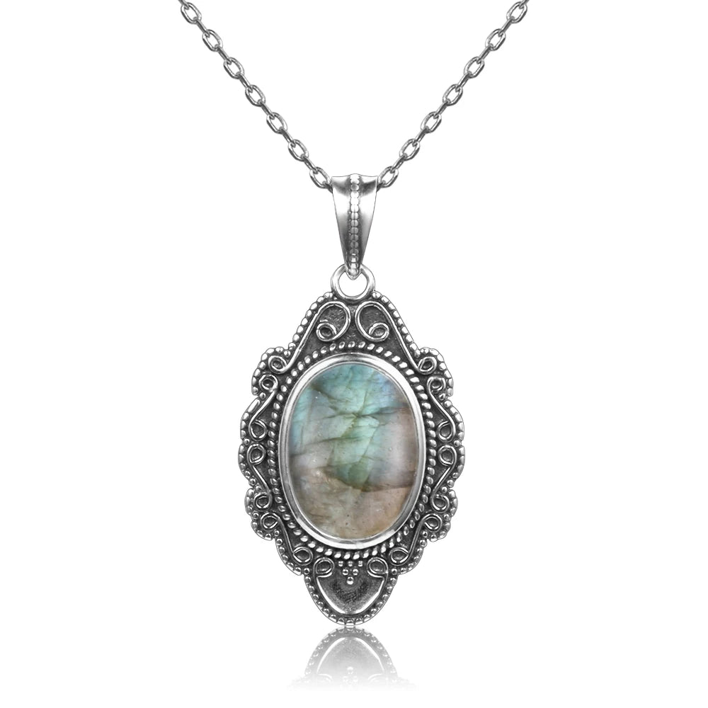 925 Sterling Silver Framed Crystal Necklace - Shield Collection