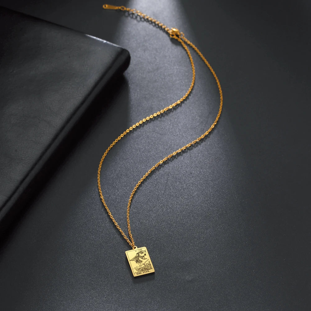 Stainless Steel Tarot Necklaces - Classic Collection - Rhodium, 14k Rose Gold or 18k Yellow Gold Plated