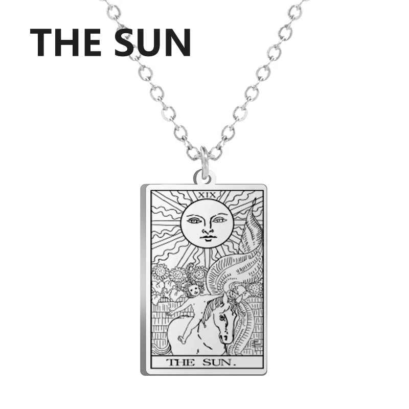 Stainless Steel Tarot Necklaces - Classic Collection - Rhodium, 14k Rose Gold or 18k Yellow Gold Plated