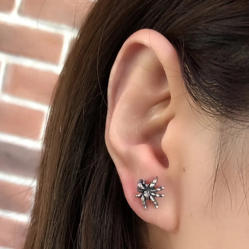 925 Sterling Silver Spider Stud Earrings - non-plated