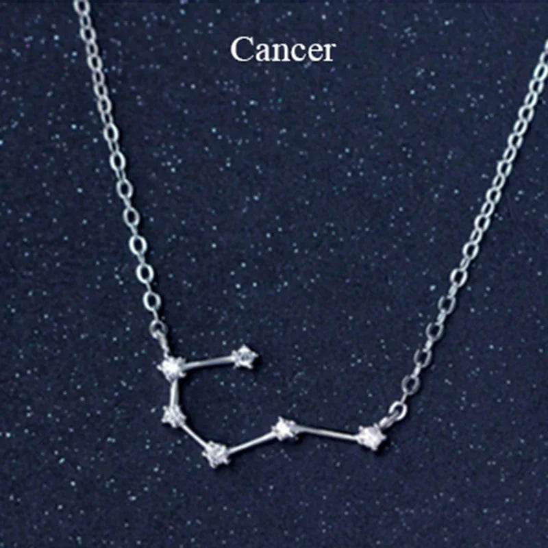 925 Sterling Silver Zircon Necklace - Zodiac Collection