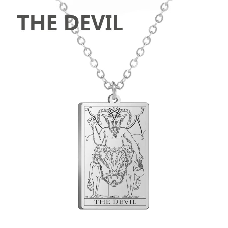 Stainless Steel Tarot Necklaces - Classic Collection - Rhodium, 14k Rose Gold or 18k Yellow Gold Plated