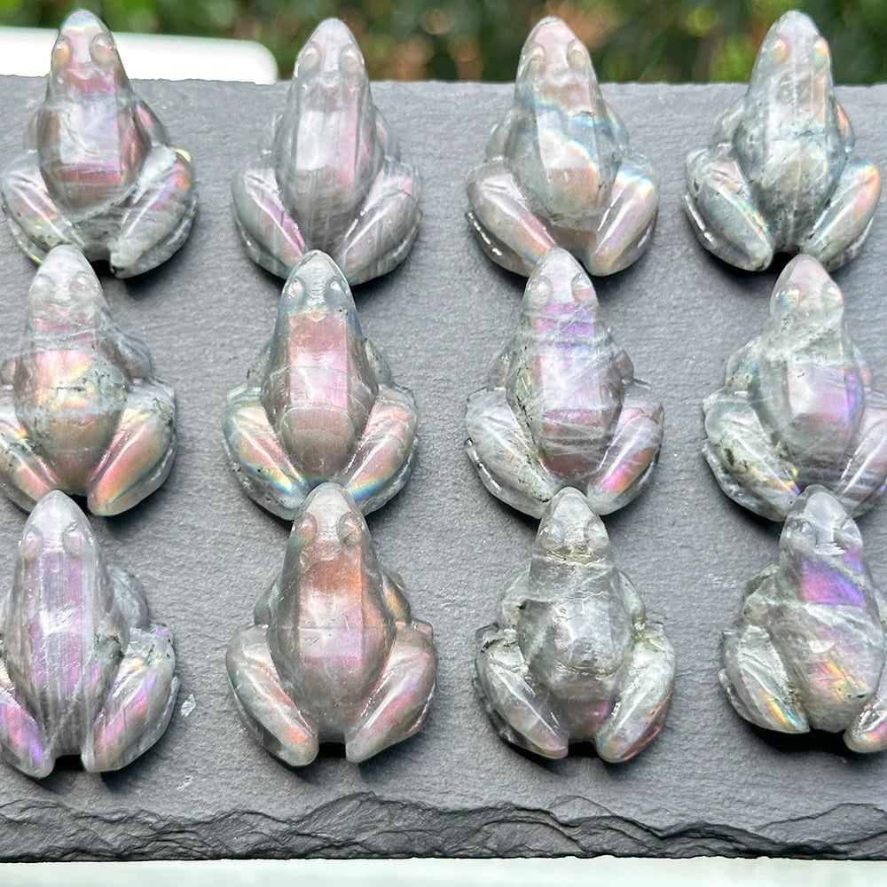Mini Labradorite Crystal Frog Carving