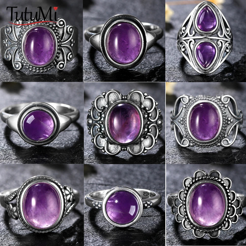 925 Sterling Silver Rings - Amethyst Collection - non-plated