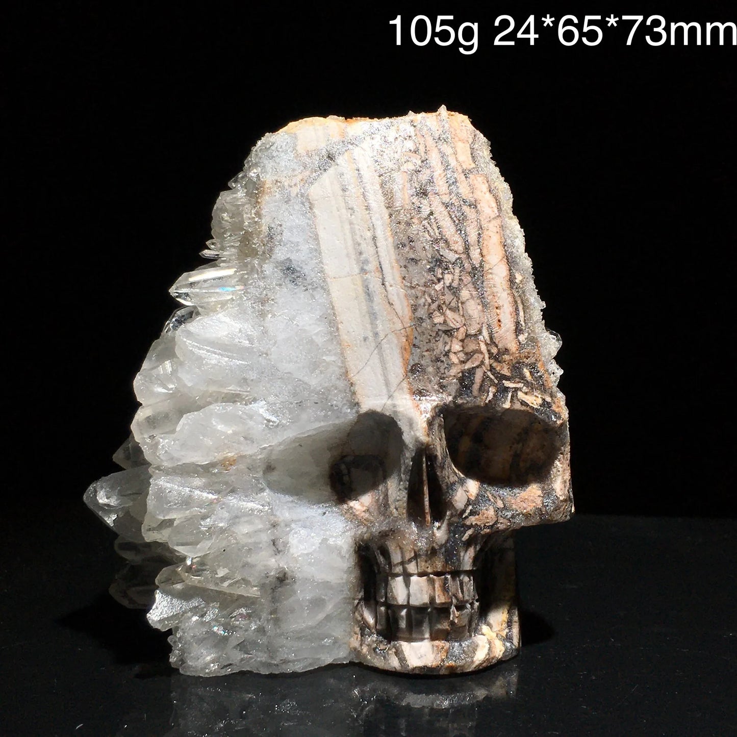 Clear Quartz Crystal Cluster Skull Carving