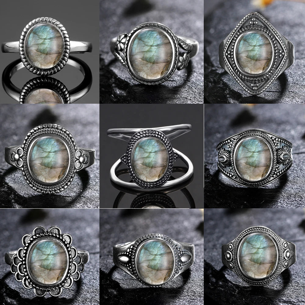 925 Sterling Silver Rings - Labradorite Collection - non-plated