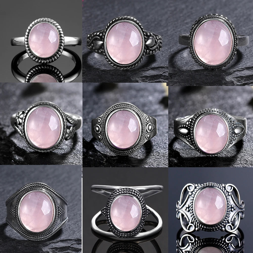 925 Sterling Silver Rings - Rose Quartz Collection - non-plated