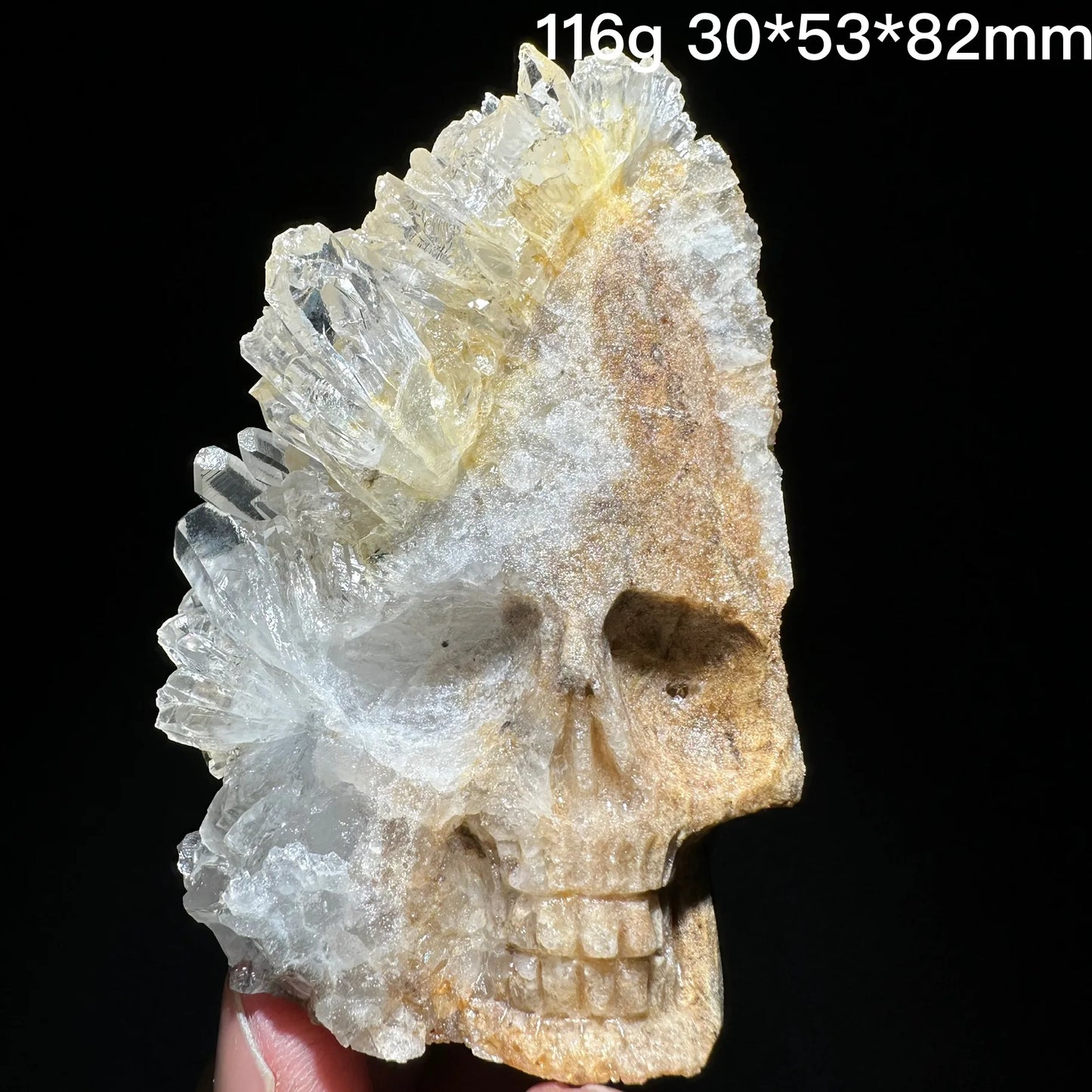 Clear Quartz Crystal Cluster Skull Carving