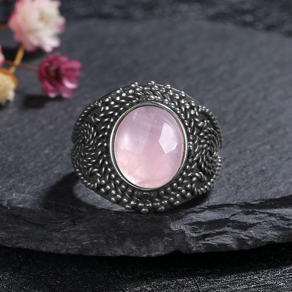 925 Sterling Silver Rings - Rose Quartz Collection - non-plated