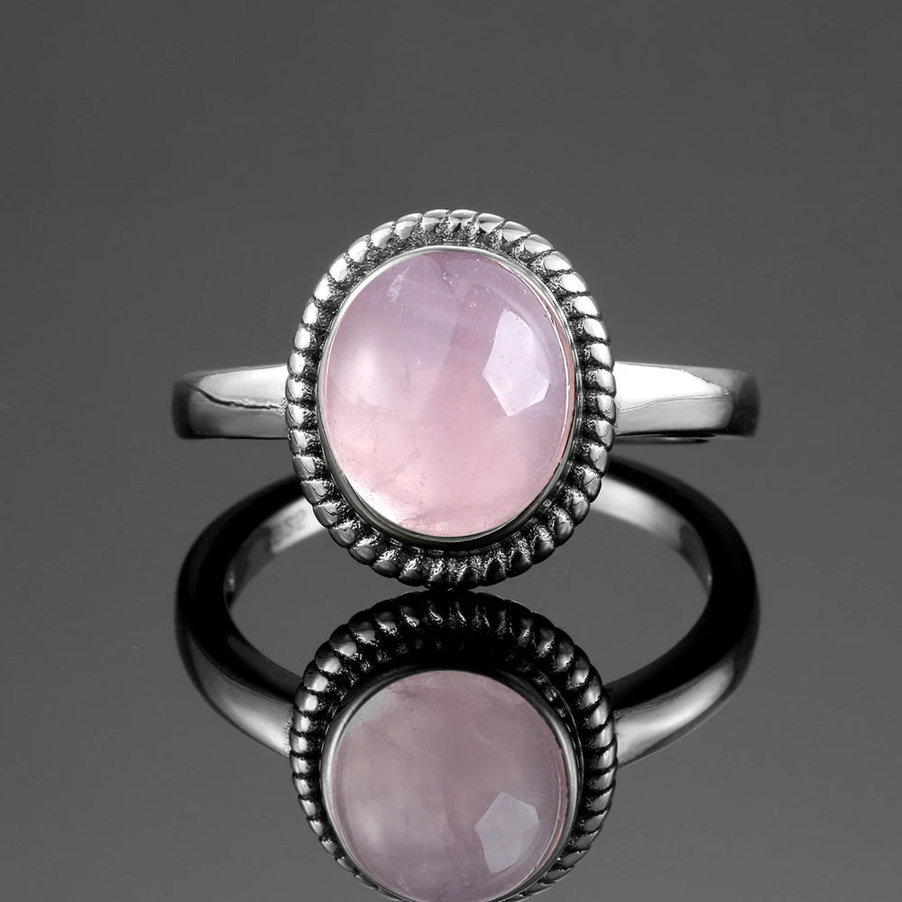 925 Sterling Silver Rings - Rose Quartz Collection - non-plated
