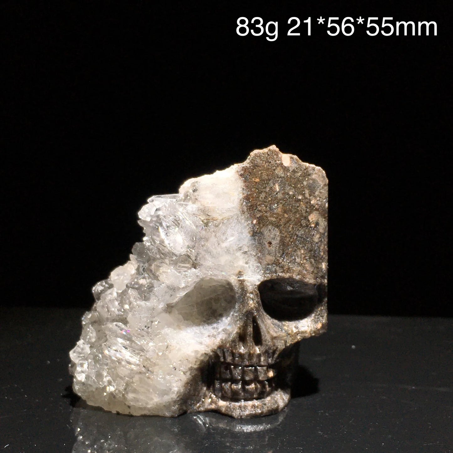 Clear Quartz Crystal Cluster Skull Carving