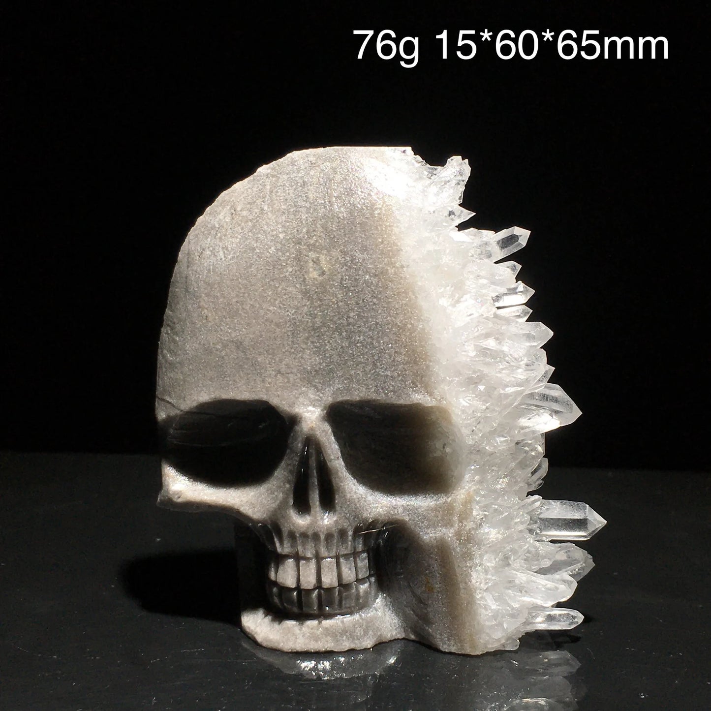 Clear Quartz Crystal Cluster Skull Carving