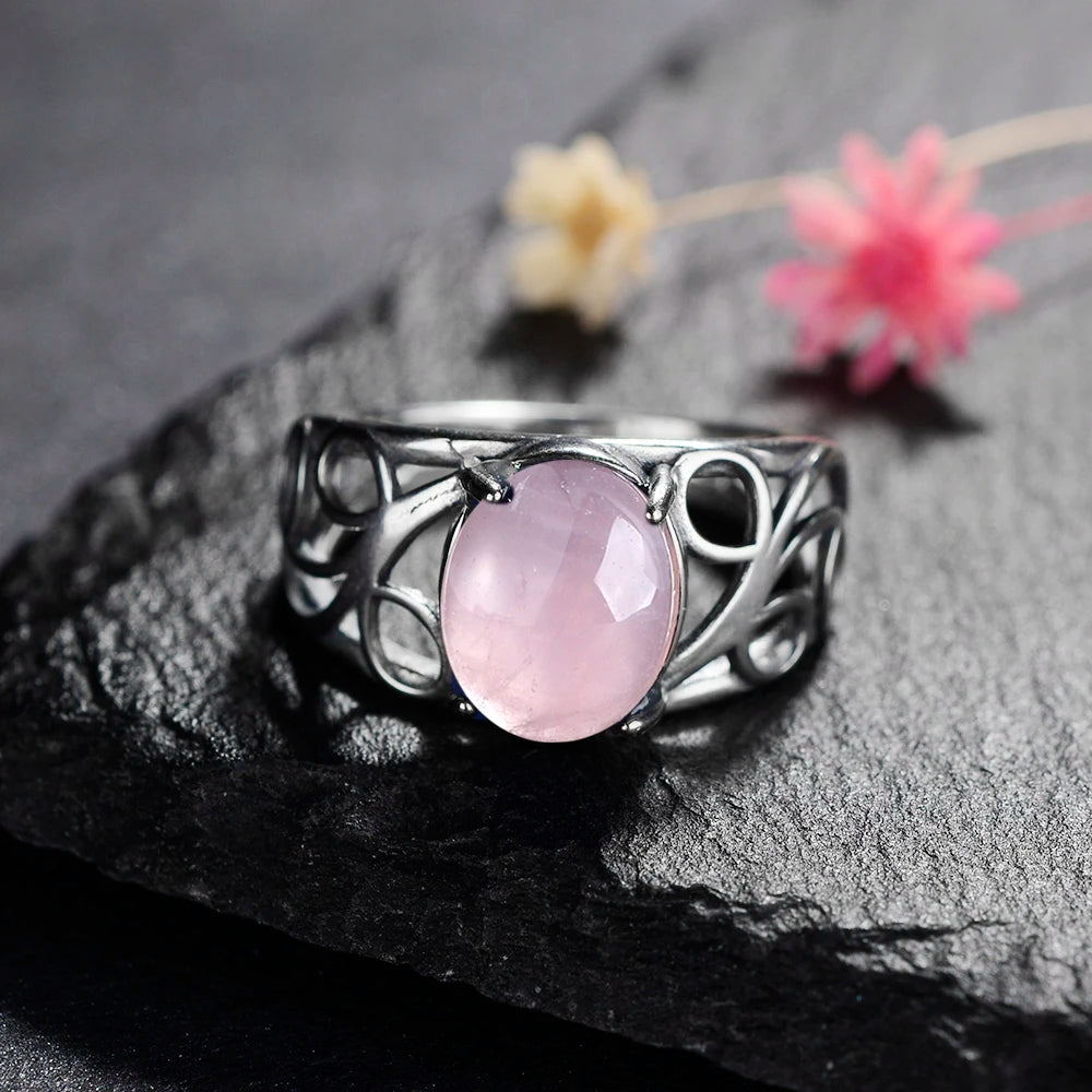 925 Sterling Silver Rings - Rose Quartz Collection - non-plated