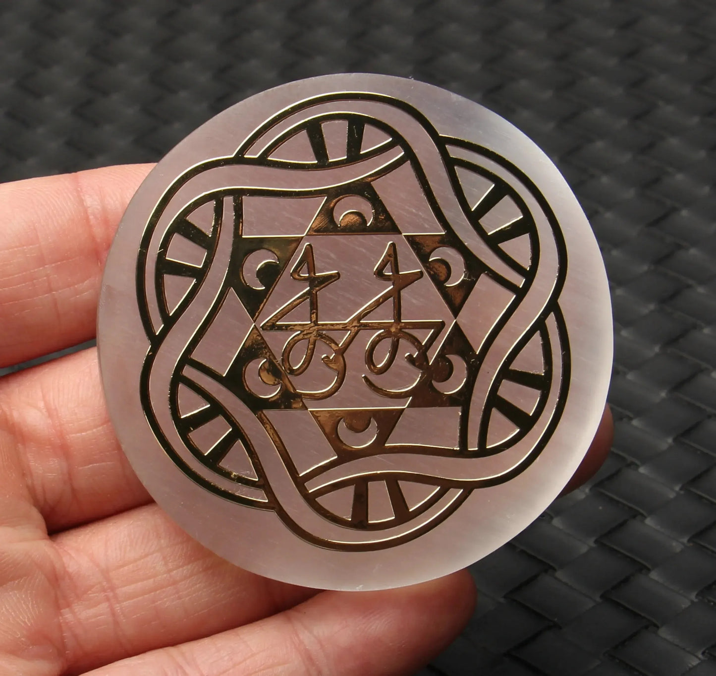 Selenite Crystal Plates with Gold Design