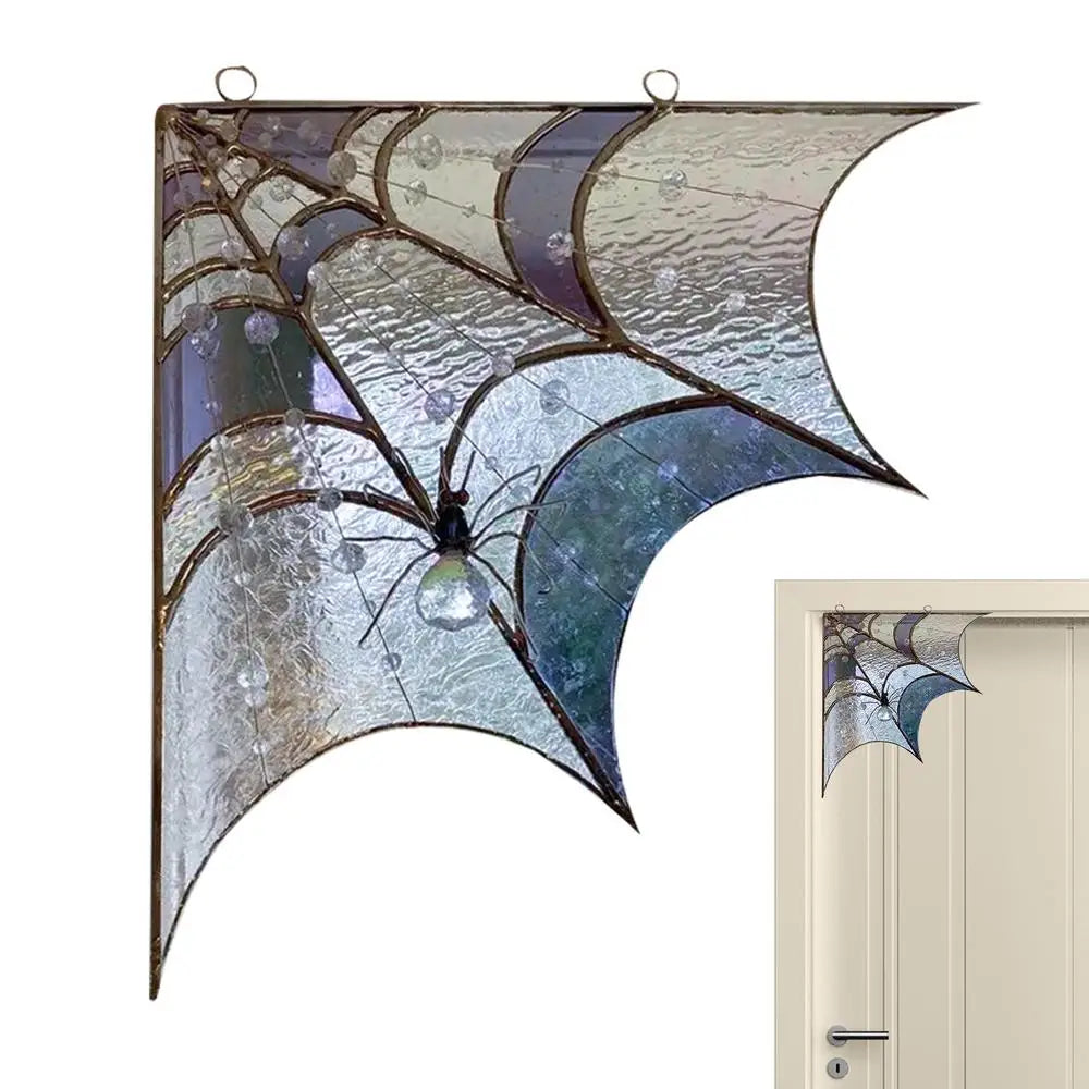 Stained Glass Spiderweb Corner Piece