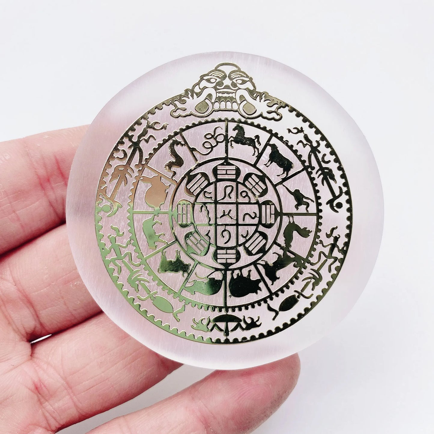 Selenite Crystal Plates with Gold Design