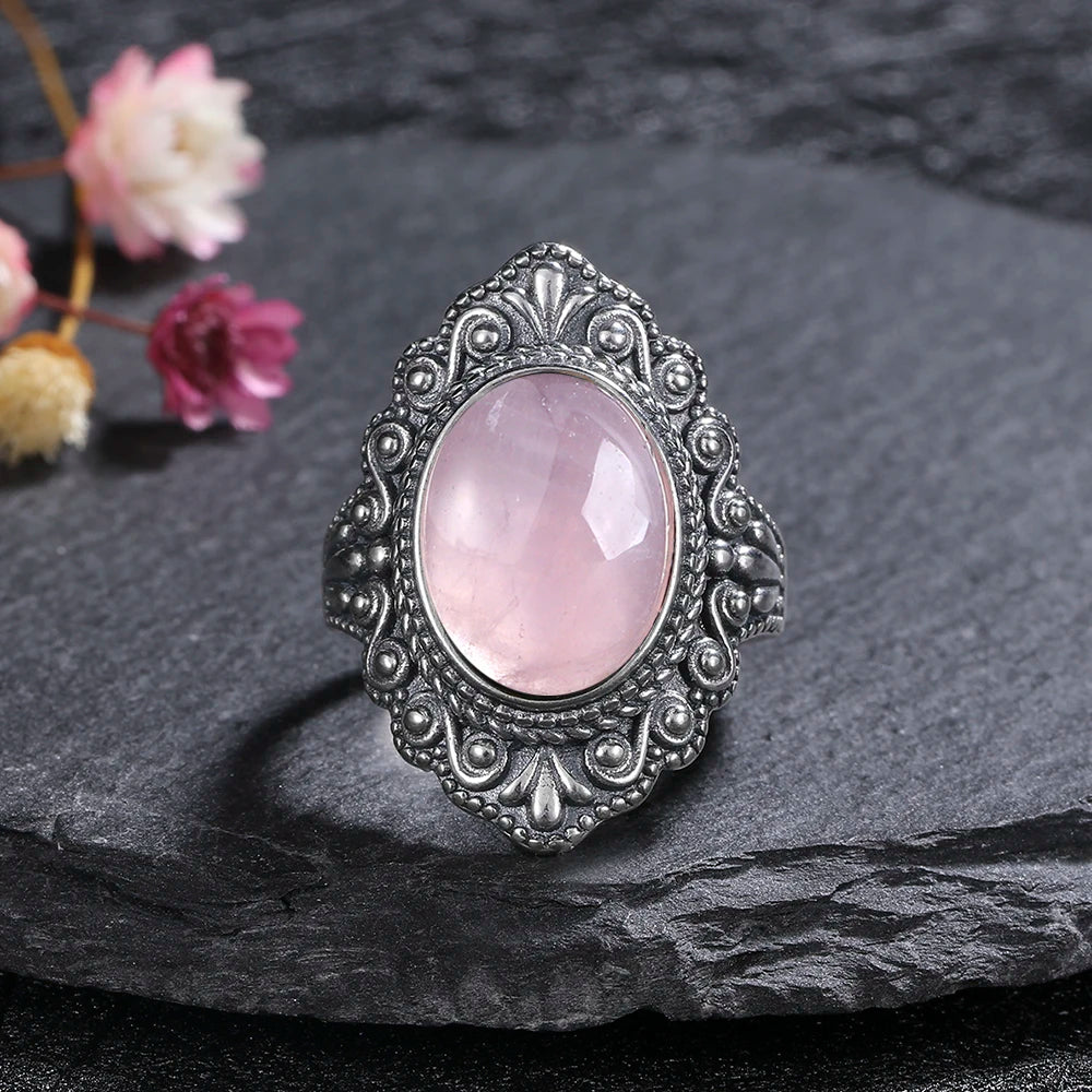 925 Sterling Silver Rings - Rose Quartz Collection - non-plated