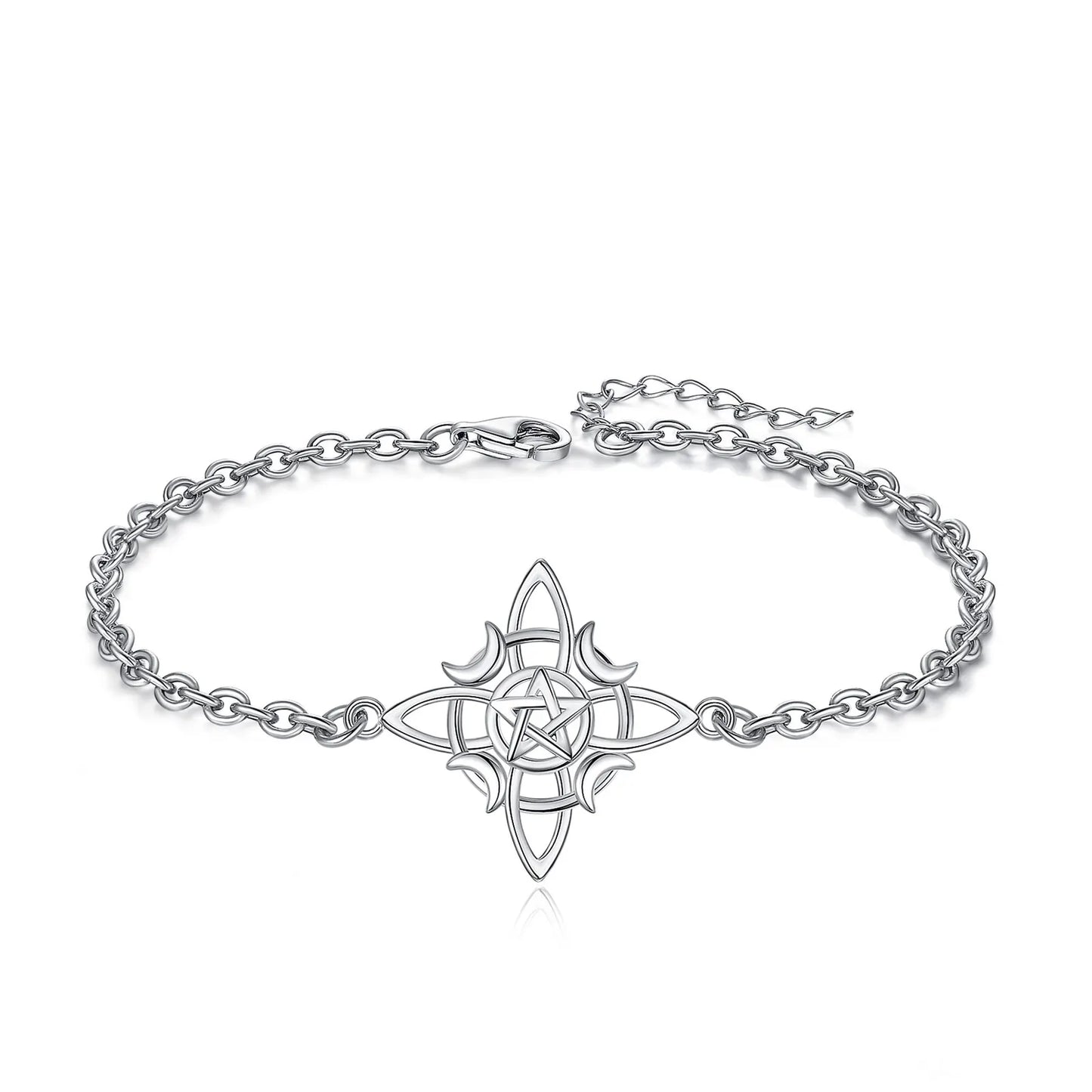 925 Sterling Silver Witch Knot Pentagram Bracelet