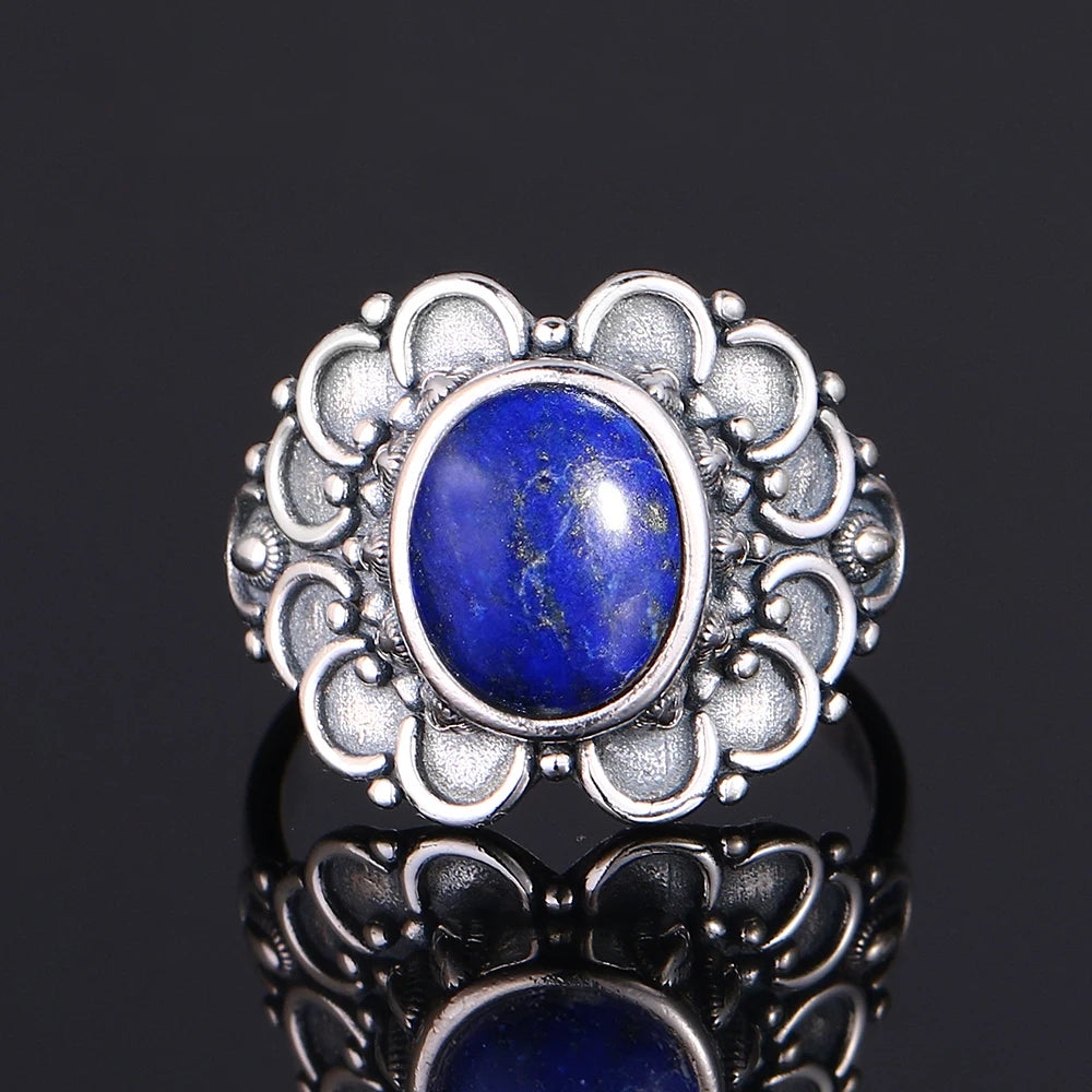 925 Sterling Silver Rings - Lapis Lazuli Collection - non-plated