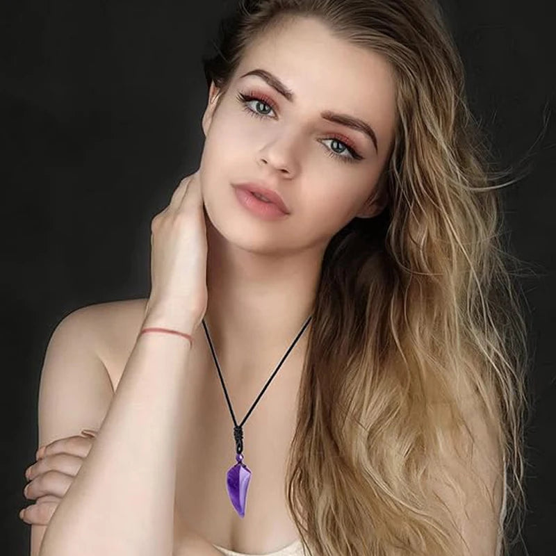 Crystal Dog Tooth Pendant Necklace