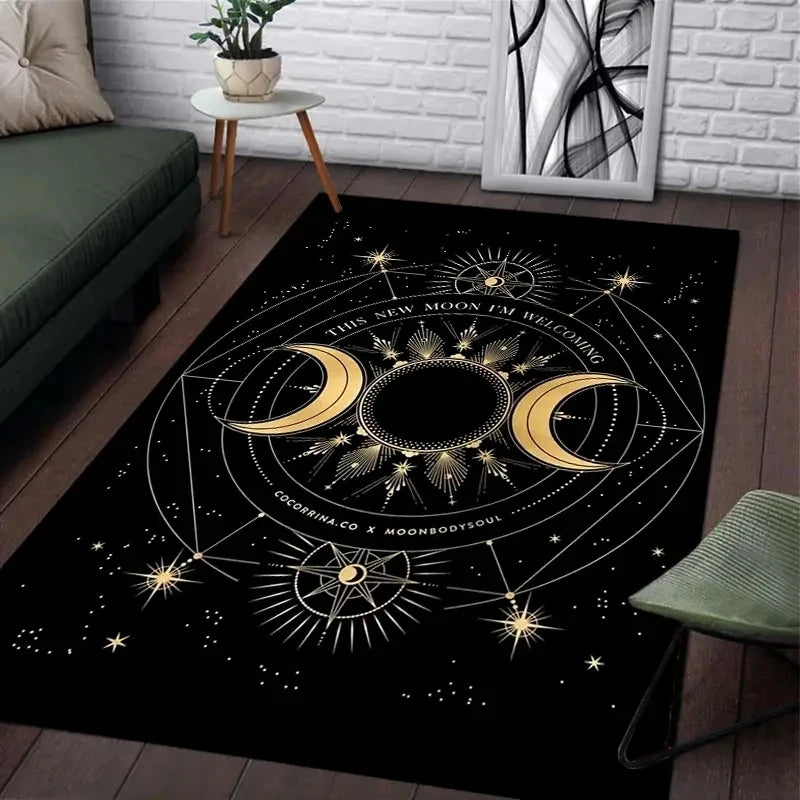 Moon Phase and Pentagram Rugs