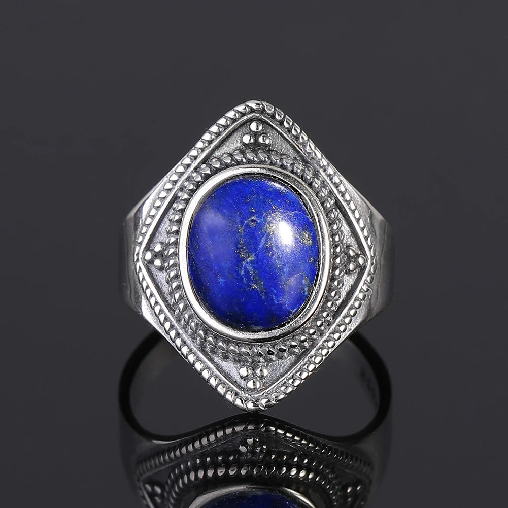 925 Sterling Silver Rings - Lapis Lazuli Collection - non-plated