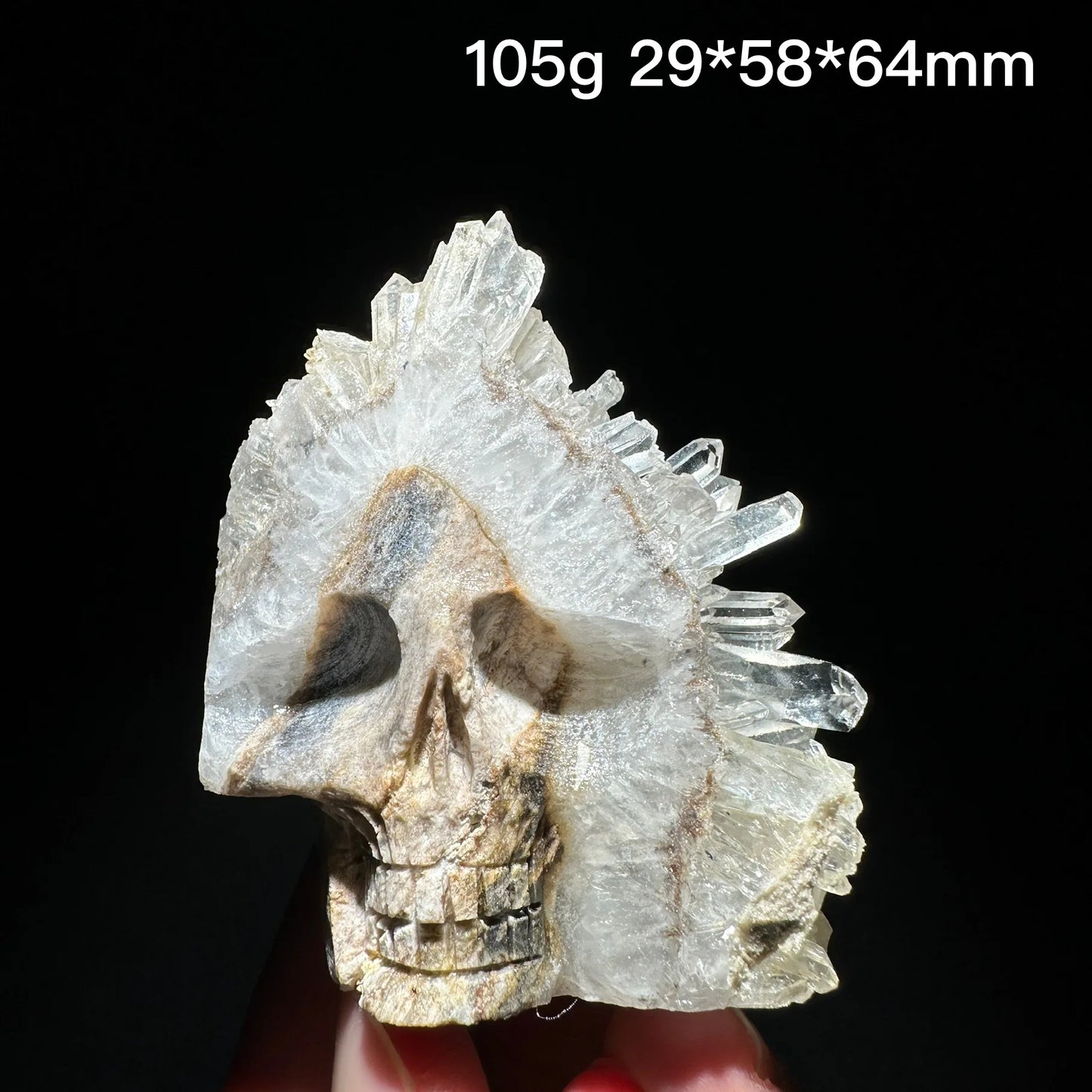 Clear Quartz Crystal Cluster Skull Carving