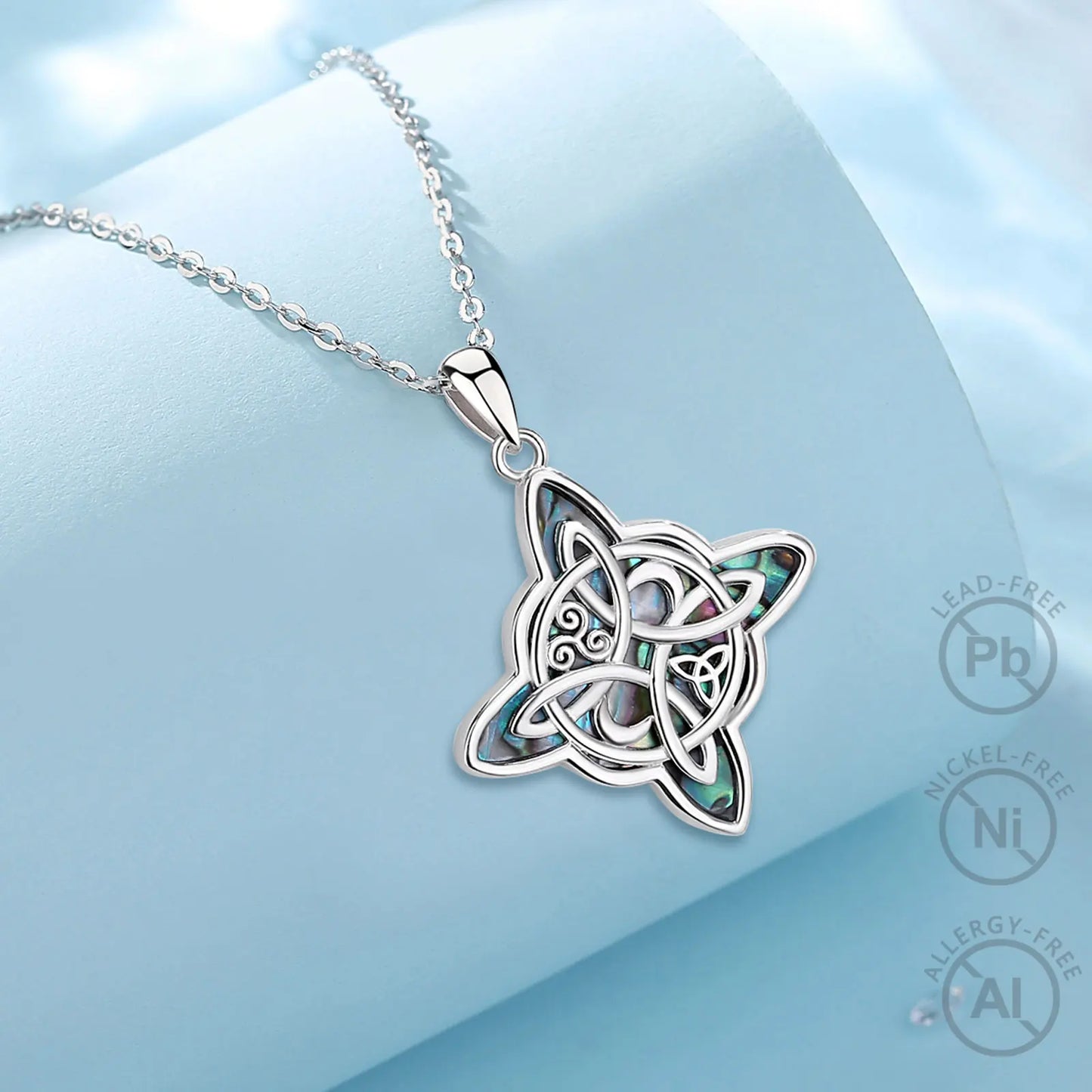 925 Sterling Silver Abalone Witches Knot Necklace