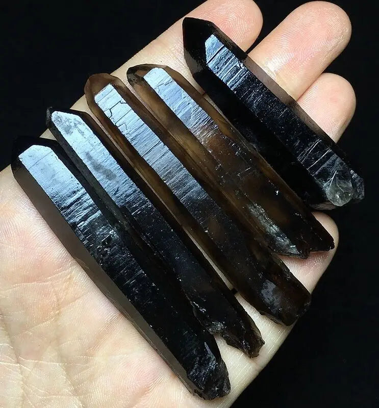 RARE Himalayan Black Smokey Quarts Crystal Point Specimens