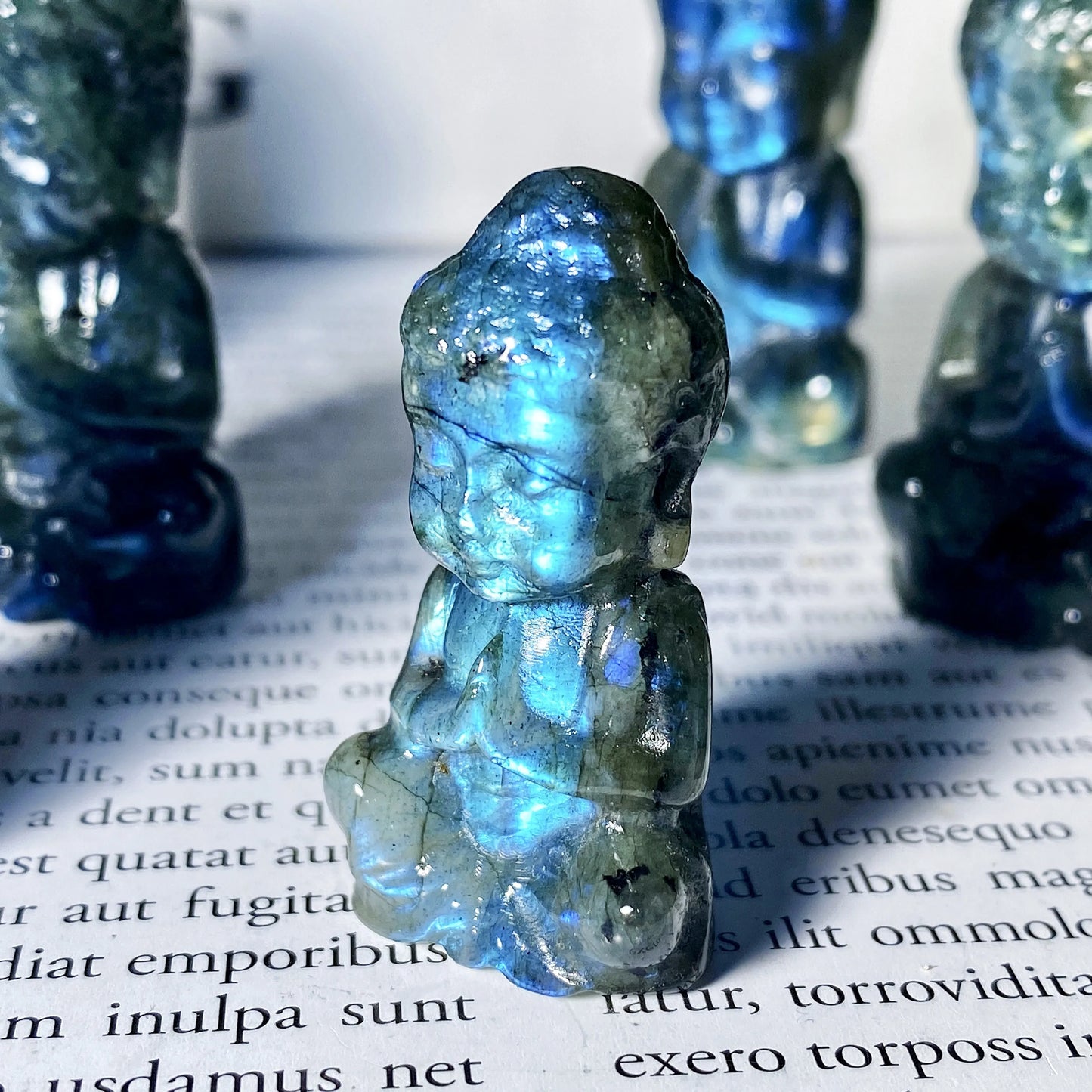 Labradorite Sitting Buddha Crystal Carving